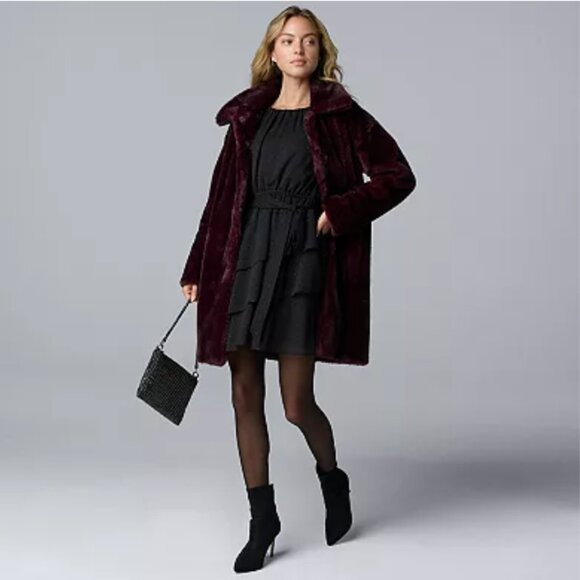 Christian Siriano New York Deep Purple Faux Fur Coat Size L - Picture 10 of 10